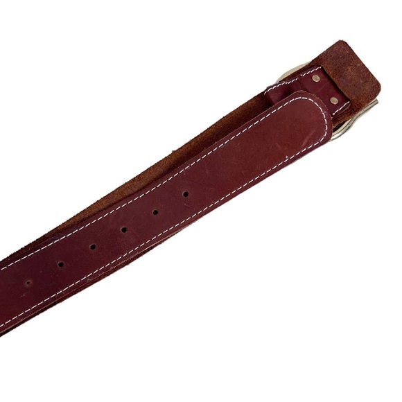 LIZ CLAIBORNE Brown Leather Belt With Brass/Gold tone hardware | - Picture 7 of 7